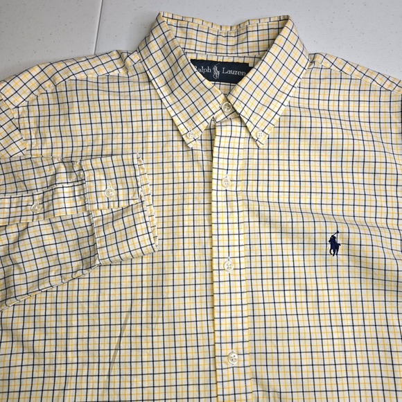 Ralph Lauren Other - RALPH LAUREN Men's Large White Yellow Blue Check Long Sleeve Shirt  -971